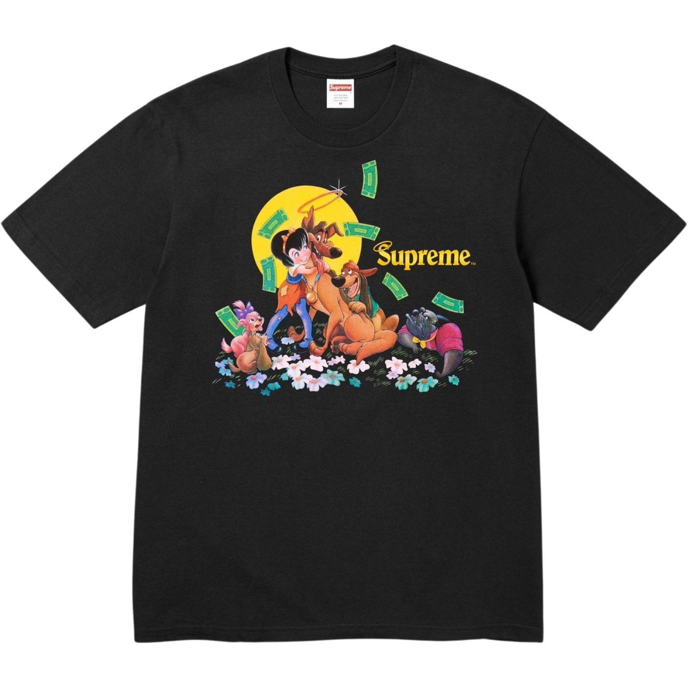 Camiseta Supreme All Dogs Go To Heaven Preta