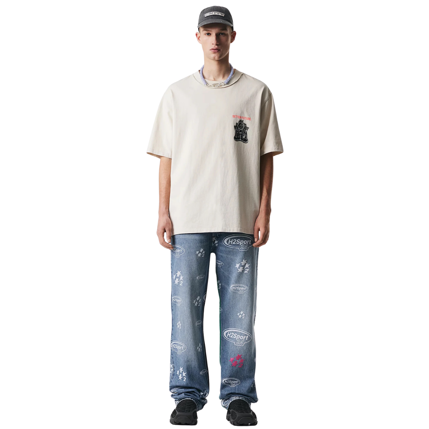 Heron Preston x H&M Calça Jeans Loose Azul